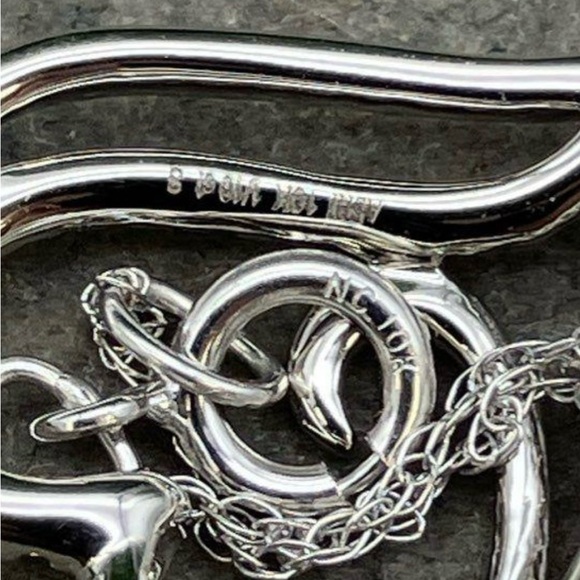 10K White Gold ASHI Heart Shape Diamond Necklace - Picture 8 of 10